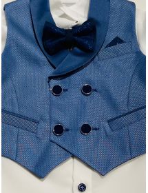 Visconte - Completo 4 pezzi corto bluette con gilet doppio petto Pietro Les Etoiles - 5